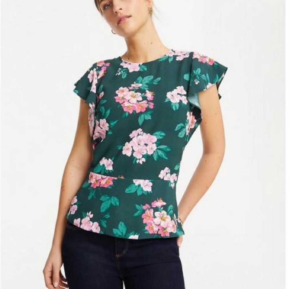 Ann Taylor Green Floral Blouse